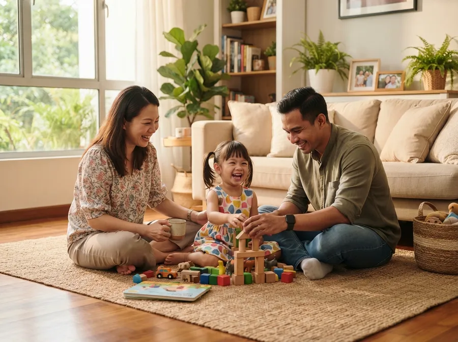Keluarga Malaysia bahagia di rumah